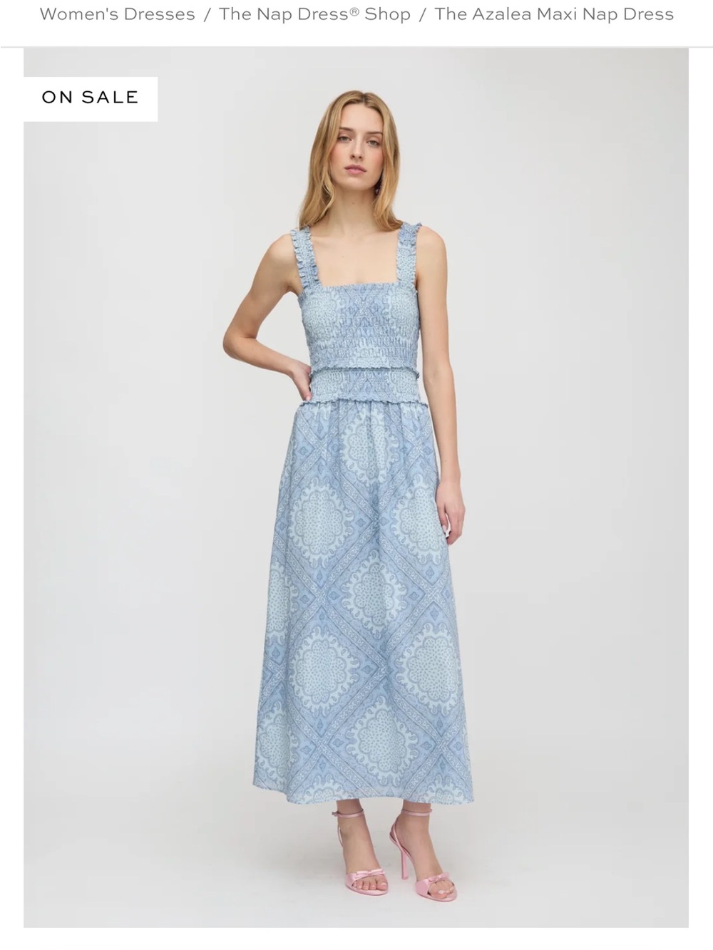 Hill House Light Blue Azalea Maxi Dress with Tile Print